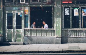 two men in bar, alcohol-free night out