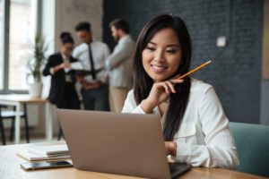 healthy employee smiling