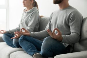 meditation on sofa