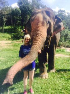 Hayley in Thailand with elephant