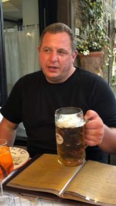 Graham drinking beer before his challenge